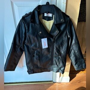 LJYH faux leather motorcycle jacket, black